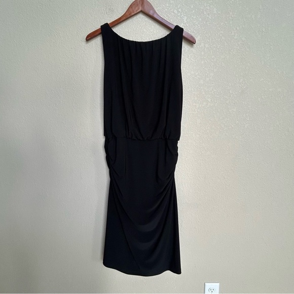 Lauren Ralph Lauren Black Draped Sheath Dress 12 Jersey Cocktail Party LBD - Picture 2 of 7